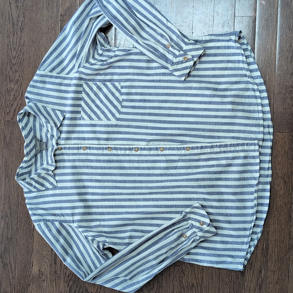 100% Cotton Blue and White Striped Light Weight Shirt XXL (26" P2p)